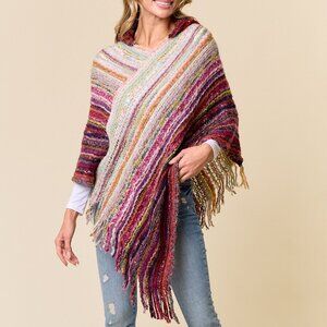 ON BLUE Pink & Ruby Hooded Poncho